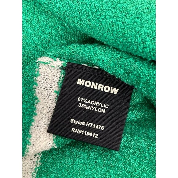 Monrow Green Striped Boucle Knit Sweater Medium Lightweight NWT - Picture 6 of 6